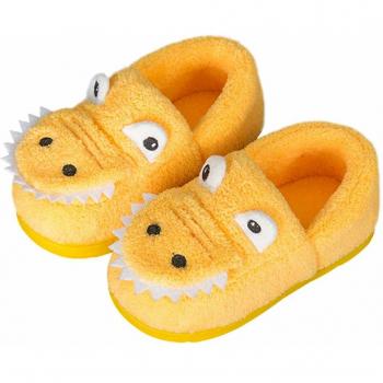 Pantalons Chaussures Peluche Enfant Fille Pantoufle Coton Semelle Souple Maison Chaussures Garçons Hiver Chaud Anti‑dérapant Jaune 29.5/30 EU
