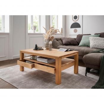 Paroli Bora Massivholz-Couchtisch, Eiche, Landhausoptik, Maße 110x49x70 cm