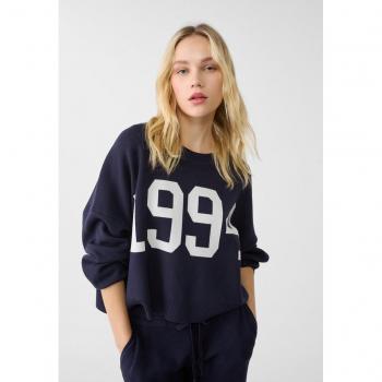 Navy Blue Small Numbered Knit Stradivarius Sweater