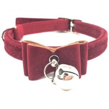 Flocking Bow Tie Cat and Dog Collar with Bell