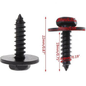 Paquete de 10 tornillos de rosca automática, arandela suelta cautiva 8mm, cabeza hexagonal negra, 4.8x19mm