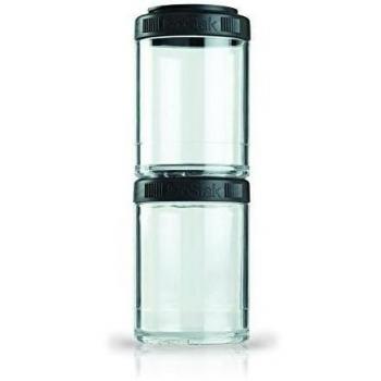 BlenderBottle GoStak 2Pak, Contenedores para suplementos, negro, Set de (2x150ml)