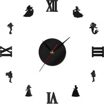 3D Mirror Effect Mermaid & Princess Wall Clock