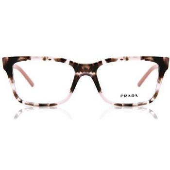 Prada Damen Brille PR 17VV, Rechteckig, Pink Havana