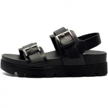 Divaz Saphia Women's Black Leather-Free Sandals (UK Size 6)
