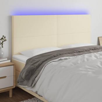 Testiera in Similpelle con LED Crema 180x5x118/128 cm