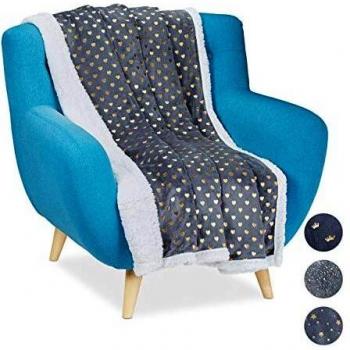 Coperta Finta Pelliccia, Double Face, 150x200 cm, Grigio e Bianco