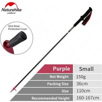 Bastones alpinismo ultraligeros Naturehike, fibra de carbono, 4 secciones