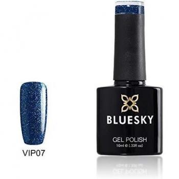 Bluesky Gel Nail Polish, Skinny Dip Vip07, Dark Blue Glitter, Long Lasting, Chip Resistant, 10 ml (UV LED Required)