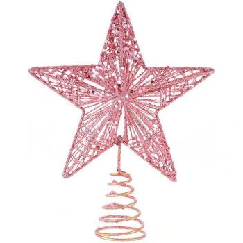 Chic Pink Iron Tree Star Christmas Accent