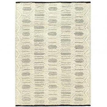 VidaXL Tappeto fatto a mano in lana, 80 x 150 cm, bianco/nero