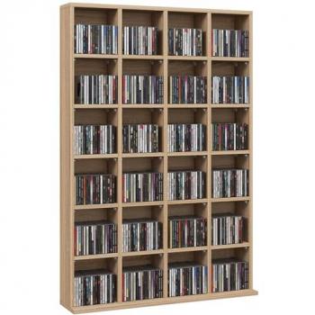 Meuble de stockage multimédia 456 CD / 336 DVD – Homcom bois naturel (89×1305 mm)