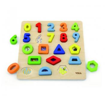 Puzzle Didattico Viga Toys: Numeri + Figure Geometriche – 20 pezzi di legno