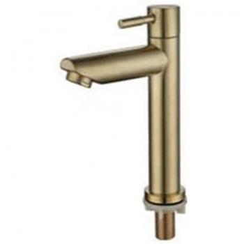 Grifo lavabo oro cepillado, llave de un solo orificio, válvula cerámica acero inoxidable 304, grifo de ducha agua fría