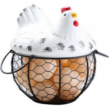 Charming Hen Ceramic Storage Basket