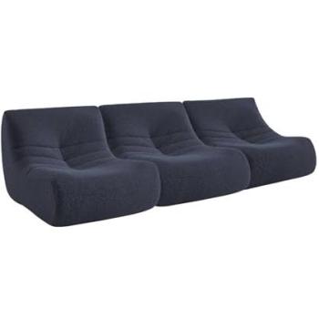 Chauffeuse Tissu Effet Alpaca 3 Places – Bleu Nuit (Contemporain)