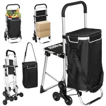 Chariot de courses avec poignée télescopique HOMCOM 40L