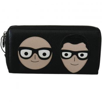 Heren Zwarte Dolce & Gabbana Leren Portemonnee – DGFamily Continentaal Clip-Ritssysteem