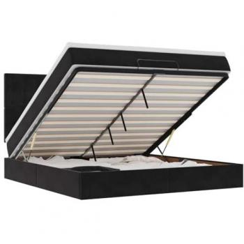 Culla a sedia a rotelle con materasso integrato, LED, nero, 160x200 cm, velluto