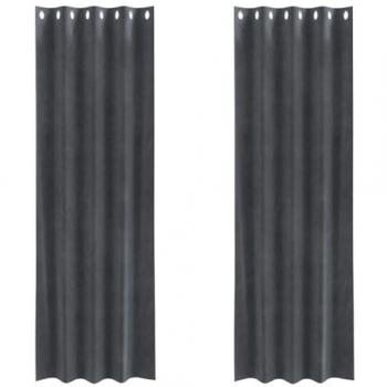Two-Piece Light Grey Velvet Curtains – Heavy-Duty Blackout
