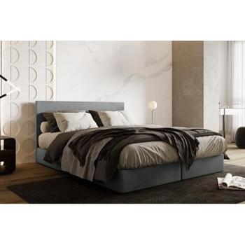 Lit Trada 160x200 cm Siesta – Rembourré, rangement, matelas ressorts ensachés, velours gris clair