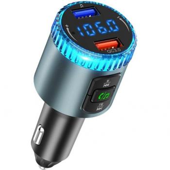BC77A Car Bluetooth MP3 Player with FM Transmitter, Handsfree, 7 Colorful Lights, and QC3.0 USB Fast Charging