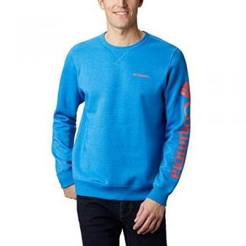 Columbia Herren Pullover mit Logo, Fleece, Rundhalsausschnitt, Blau/Rot