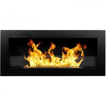 Fiamma Verde Wall‑Mount – Camino 90x12x40 in Vetro Inox