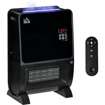 Homcom Stufa Elettrica 2 in 1 con Umidificatore, Luce LED a 3 Colori e Ultravioletti
