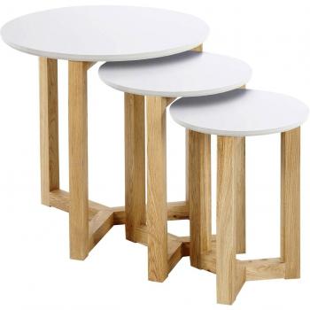 Tisch Jennie AC 0000046625 – weiß lackiert, massives Eichengestell, 50 cm Durchmesser, 50 cm Höhe