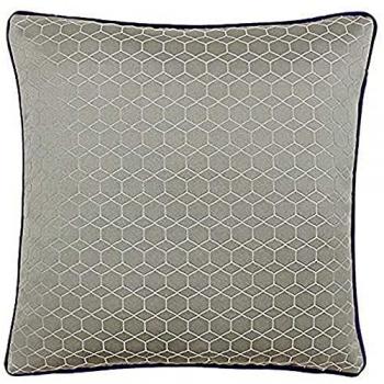 Taupe Geometric Piped Cushion Cover in Linen
