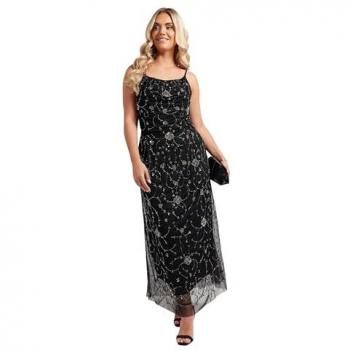 Long Black Floral Hand-Crafted Maxi Dress – 16