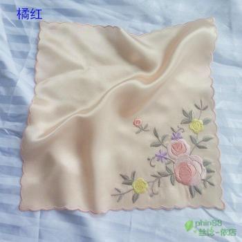 Pañuelo de seda 16 momme cuadrado bordado WJ007