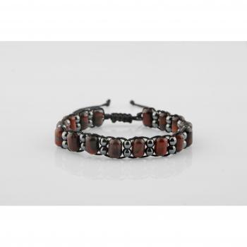 Pulsera Masculina de Hematita y Ojo de Tigre 16-17 CM