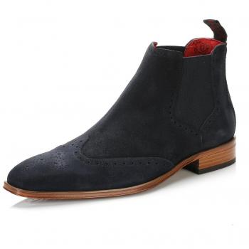 Stivaletti Uomo Jeffery West Blu Notte Pelle di Vitello Conciata al Vegetale Capone Brogue Chelsea Numero UK 11