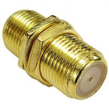 Gold-Plated F-Type Satellite Cable Coupler with Nut