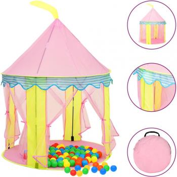 Día y Noche Tienda de juegos para niños con 250 bolas rosa 100x100x127 cm