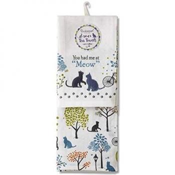 Purrfect Brew Tea Towels – CookSmart 2‑Piece Set