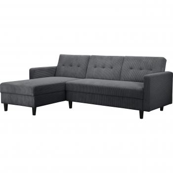 Hartford Canapé-lit 3 places tissu anthracite avec espace de rangement