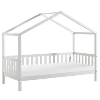 Lit Maison à Barrières 90x200cm Pin Blanc + Matelas