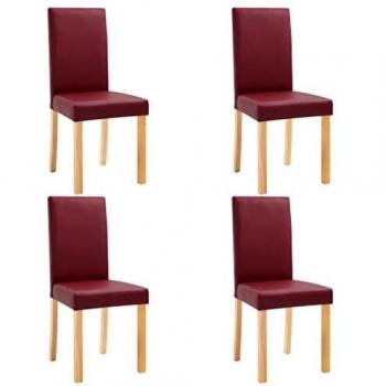 Roten Kunstleder-Esszimmerstühle im 4er Pack