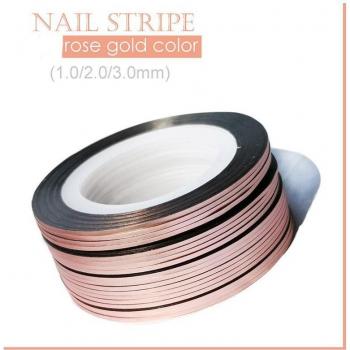 Bande de décoration pour ongles, 10 rouleaux, 1/2/3mm, couleur or rose