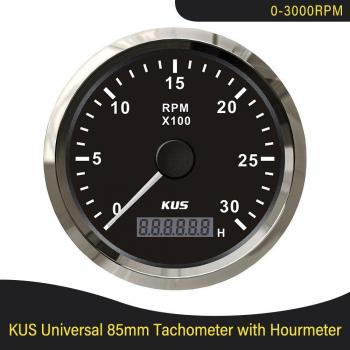 KUS 85 mm Digitale Tachoanzeige 9‑32V – Betriebsstundenzähler für Fahrzeuge mit Gelber Beleuchtung