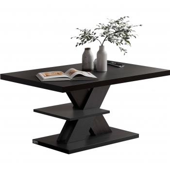 Mesa Moderna Detroit Negra 90x60x45 cm con Tablero Madera