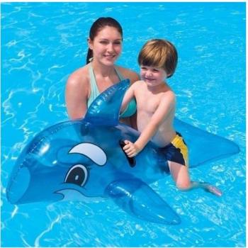 Baleine aquatique gonflable – 118 × 72 cm, couleur bleue transparente, poignée de transport