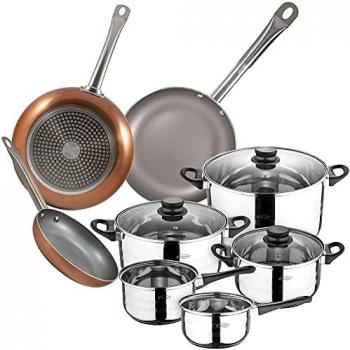 Batterie de cuisine San Ignacio 8 pièces en acier inoxydable avec set de poêles Optimum Plus