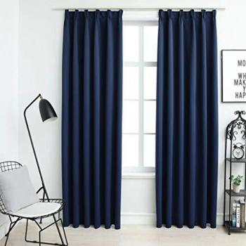 VidaXL Light Blocking Curtains with Hooks 2 pcs Blue 140x225 cm
