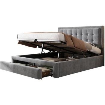 Cama de matrimonio Wishdor con cabecero y 2 cajones