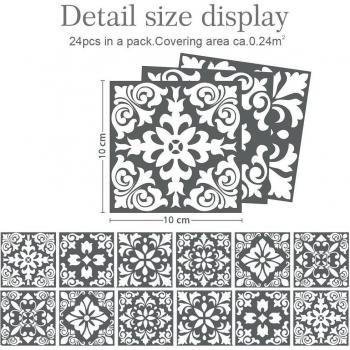 24Pcs Vintage Pattern Waterproof PVC Tile Stickers for Walls