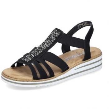 Rieker Keilsandalette, Sommerschuh, Sandale, Keilabsatz, mit Gummizügen für guten Sitz